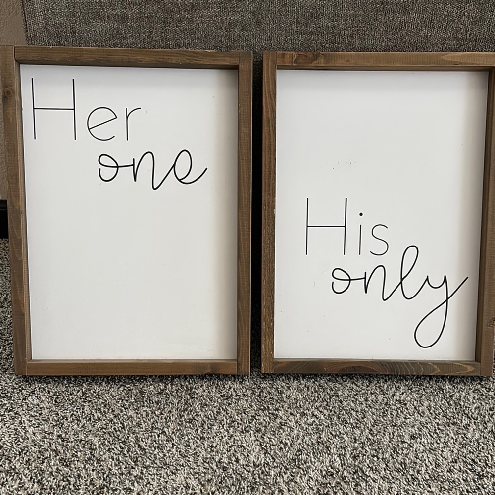 Her One His Only Wooden Wall Art Set